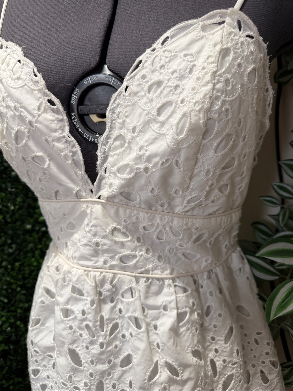 FARM Rio White Eyelet Lace Midi Dress with Spaghetti Straps - Picture 2 of 11